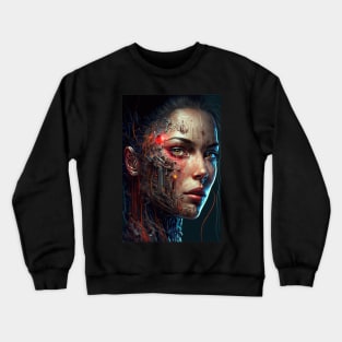 Beautiful Cyberpunk Woman Crewneck Sweatshirt